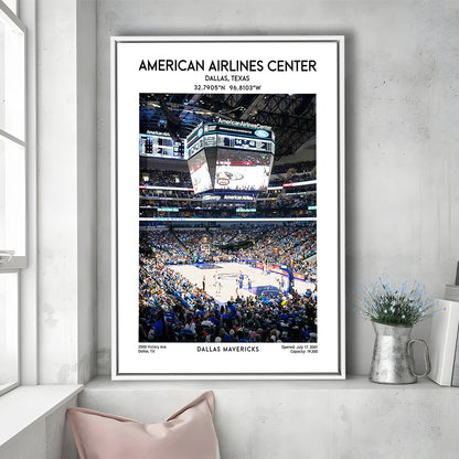 American Airlines Center Print, Dallas Mavericks Basketball Stadium Wall Art, Framed Canvas Prints Wall Art