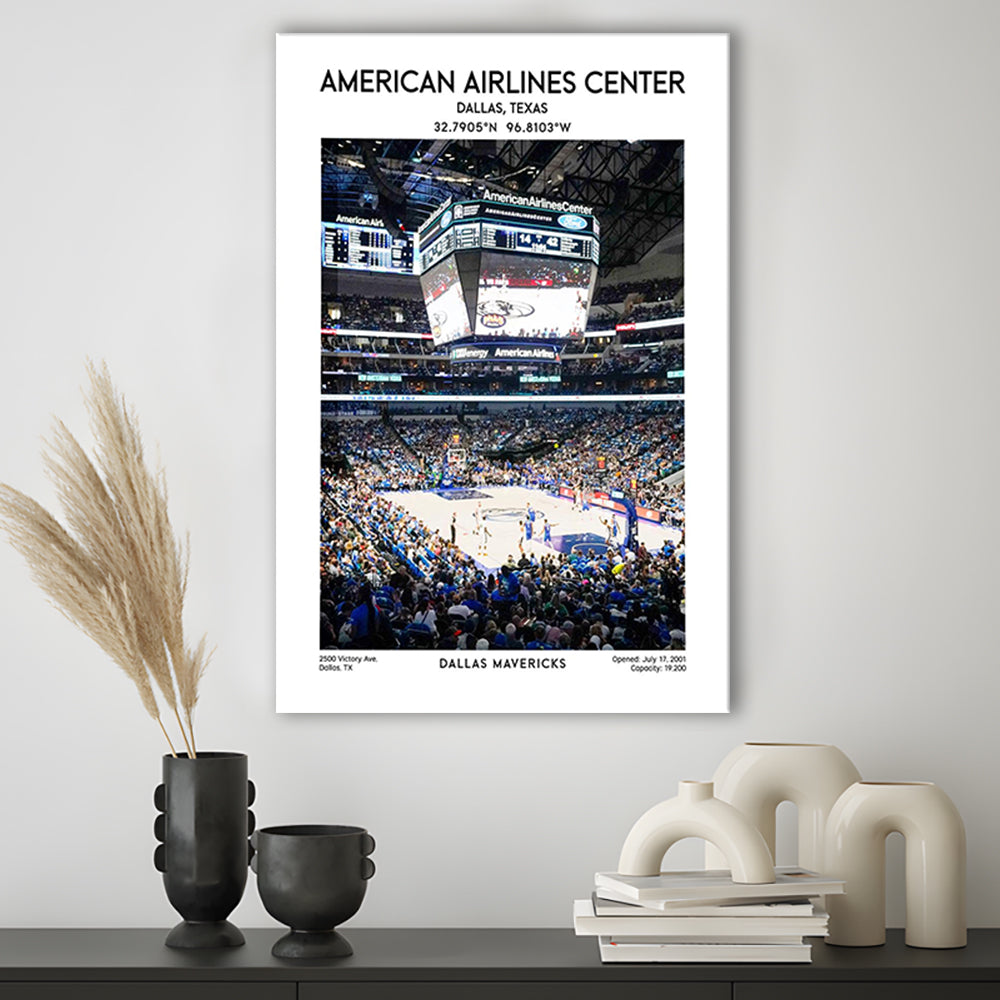 American Airlines Center Print, Dallas Mavericks Basketball Stadium Wall Art, Canvas Prints Wall Art, Man Cave Decor