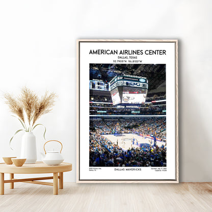 American Airlines Center Print, Dallas Mavericks Basketball Stadium Wall Art, Framed Canvas Prints Wall Art