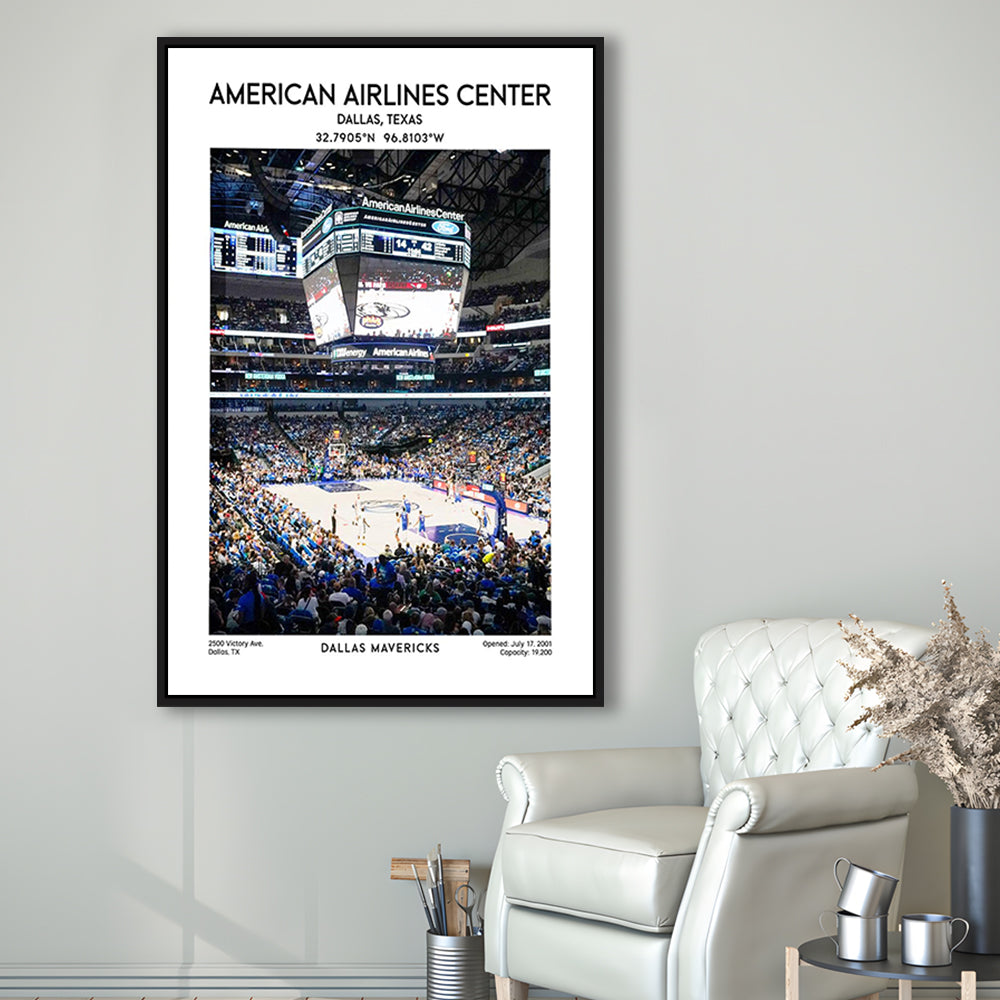American Airlines Center Print, Dallas Mavericks Basketball Stadium Wall Art, Framed Canvas Prints Wall Art