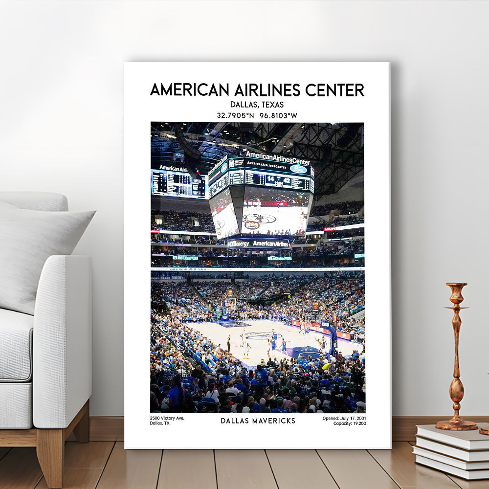 American Airlines Center Print, Dallas Mavericks Basketball Stadium Wall Art, Canvas Prints Wall Art, Man Cave Decor