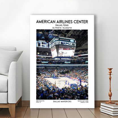 American Airlines Center Print, Dallas Mavericks Basketball Stadium Wall Art, Canvas Prints Wall Art, Man Cave Decor