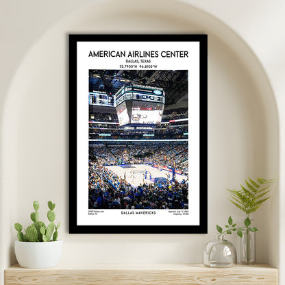 American Airlines Center Print, Dallas Mavericks Basketball Stadium Wall Art, Framed Art Prints Wall Decor