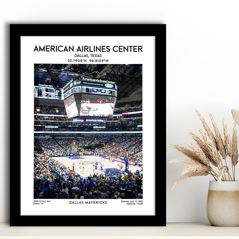 American Airlines Center Print, Dallas Mavericks Basketball Stadium Wall Art, Framed Art Prints Wall Decor