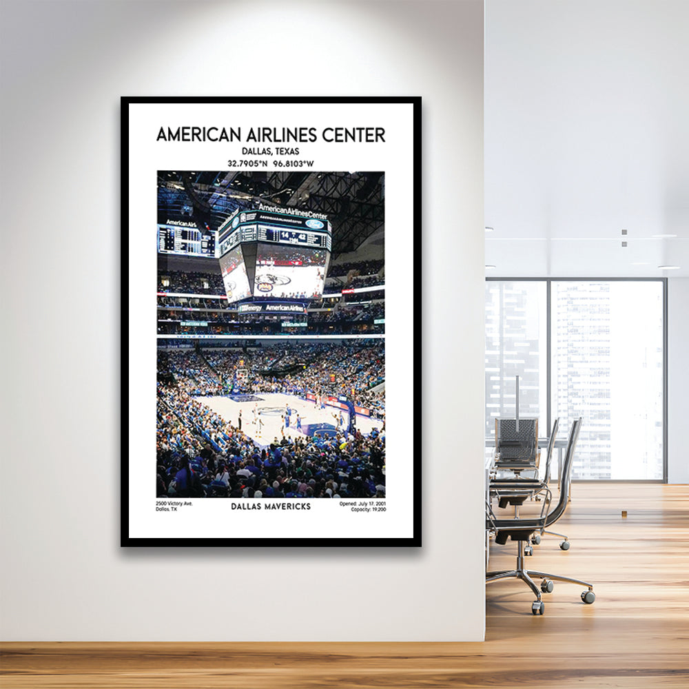 American Airlines Center Print, Dallas Mavericks Basketball Stadium Wall Art, Framed Art Prints Wall Decor