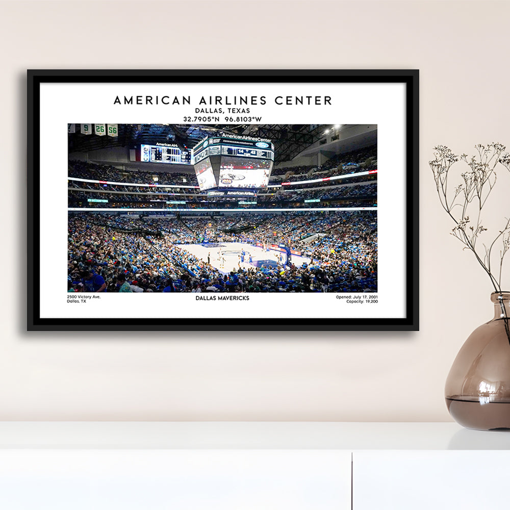 American Airlines Centre, Dallas Mavericks Basketball Stadium Wall Art Print, Framed Canvas Print Wall Art