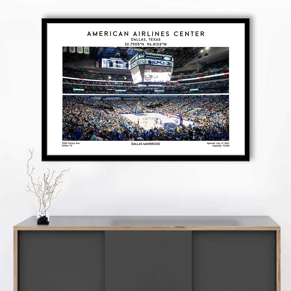 American Airlines Centre, Dallas Mavericks Basketball Stadium Wall Art Print, Framed Art Print Wall Decor