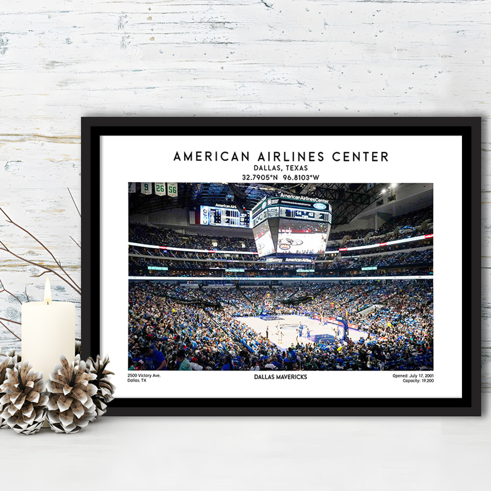 American Airlines Centre, Dallas Mavericks Basketball Stadium Wall Art Print, Framed Canvas Print Wall Art