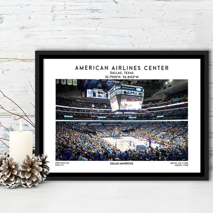 American Airlines Centre, Dallas Mavericks Basketball Stadium Wall Art Print, Framed Canvas Print Wall Art