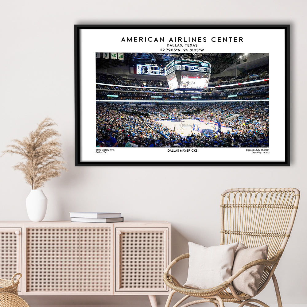 American Airlines Centre, Dallas Mavericks Basketball Stadium Wall Art Print, Framed Canvas Print Wall Art