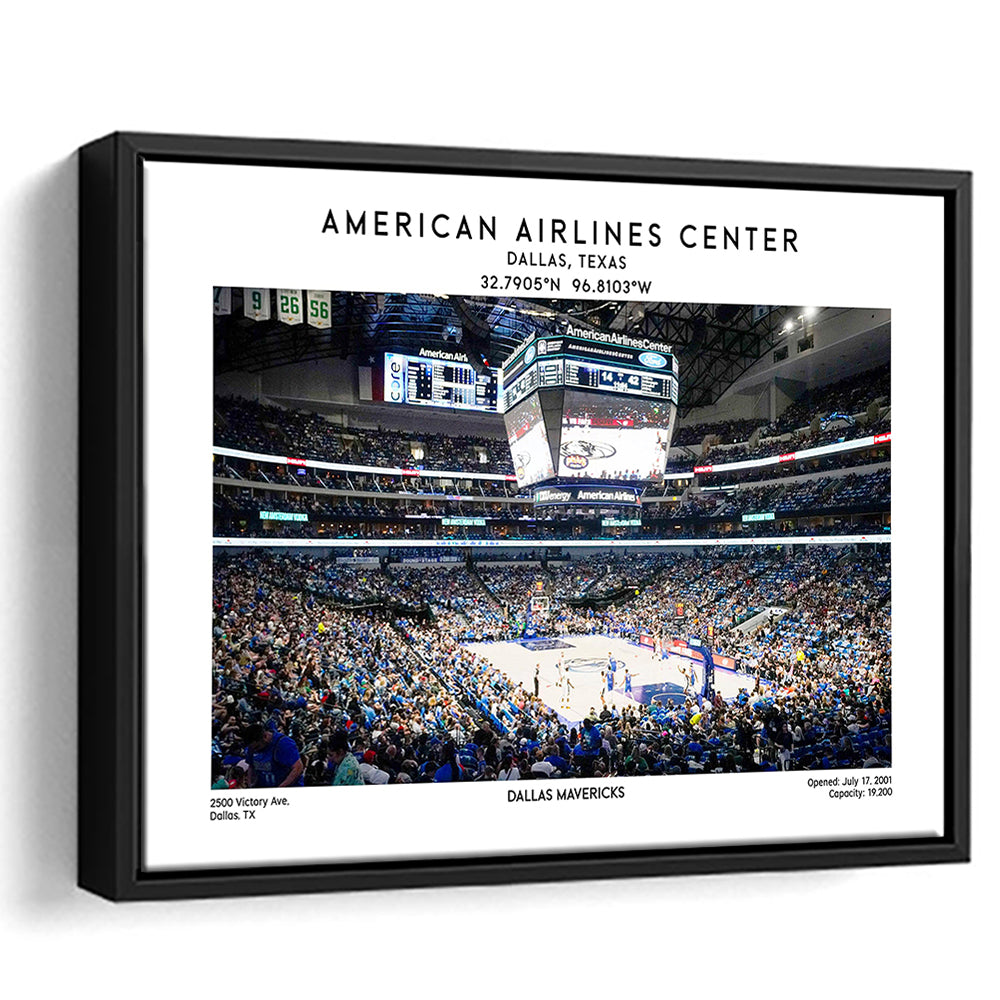 American Airlines Centre, Dallas Mavericks Basketball Stadium Wall Art Print, Framed Canvas Print Wall Art