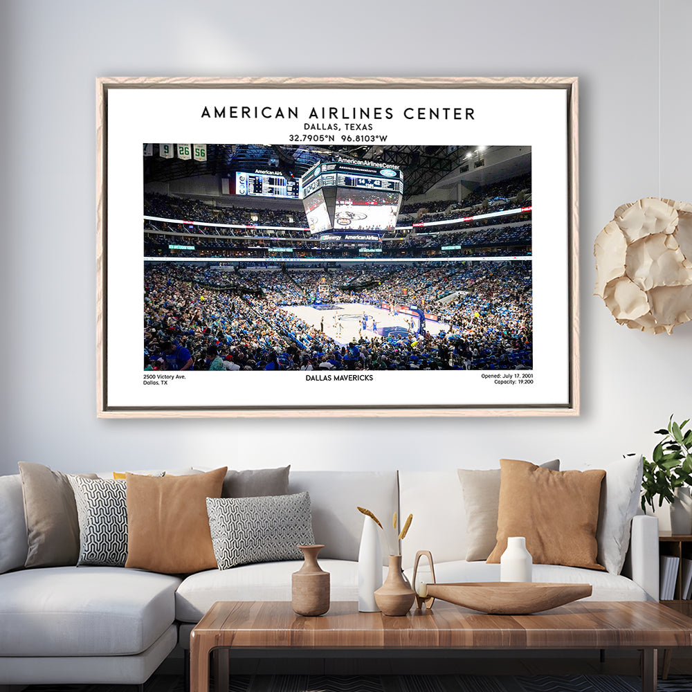 American Airlines Centre, Dallas Mavericks Basketball Stadium Wall Art Print, Framed Canvas Print Wall Art