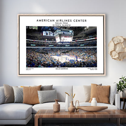 American Airlines Centre, Dallas Mavericks Basketball Stadium Wall Art Print, Framed Canvas Print Wall Art