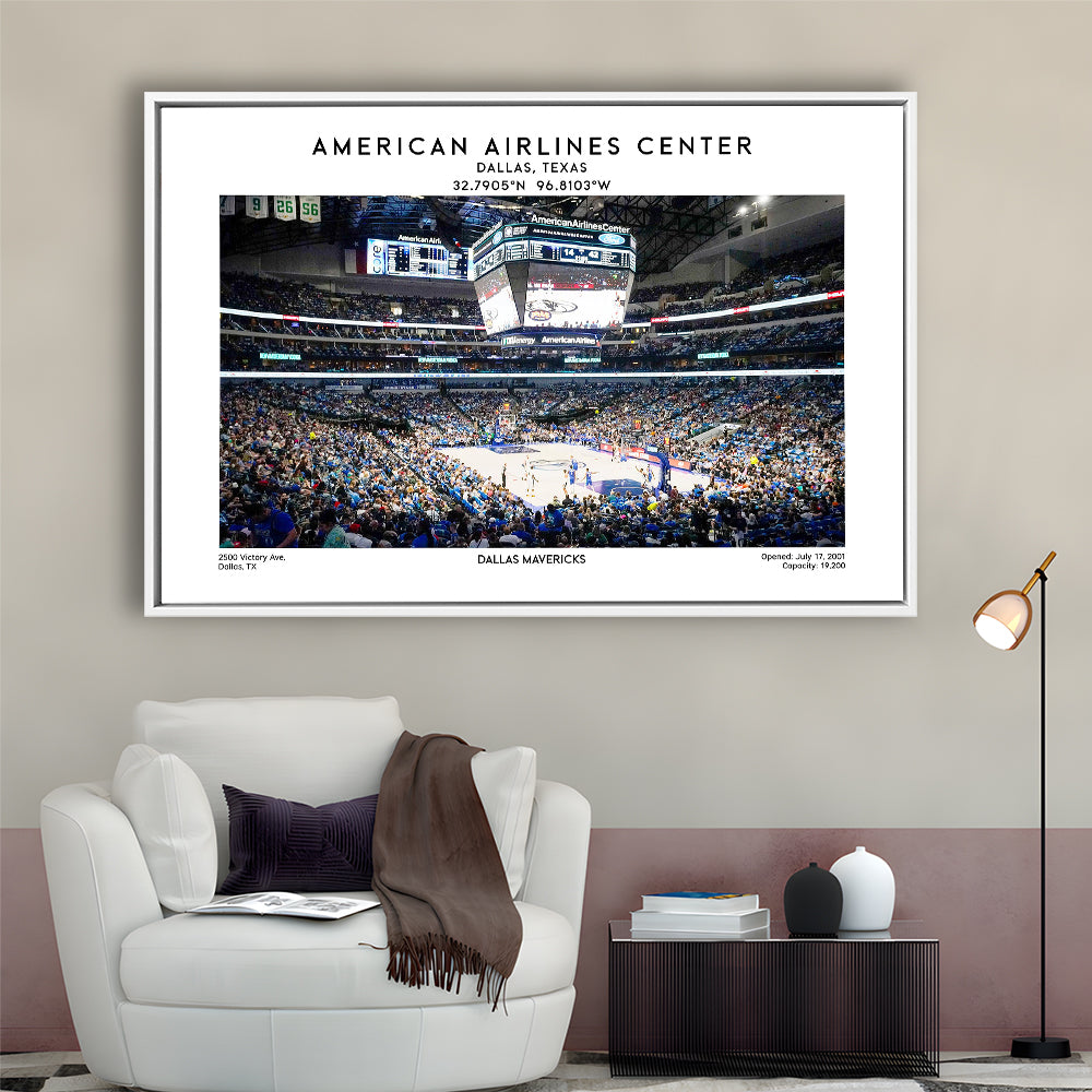 American Airlines Centre, Dallas Mavericks Basketball Stadium Wall Art Print, Framed Canvas Print Wall Art
