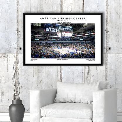 American Airlines Centre, Dallas Mavericks Basketball Stadium Wall Art Print, Framed Canvas Print Wall Art