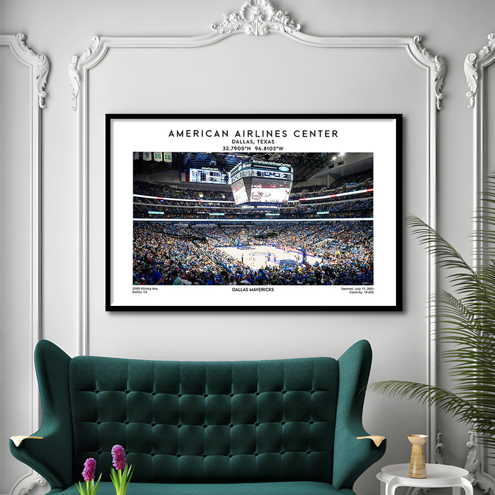 American Airlines Centre, Dallas Mavericks Basketball Stadium Wall Art Print, Framed Art Print Wall Decor