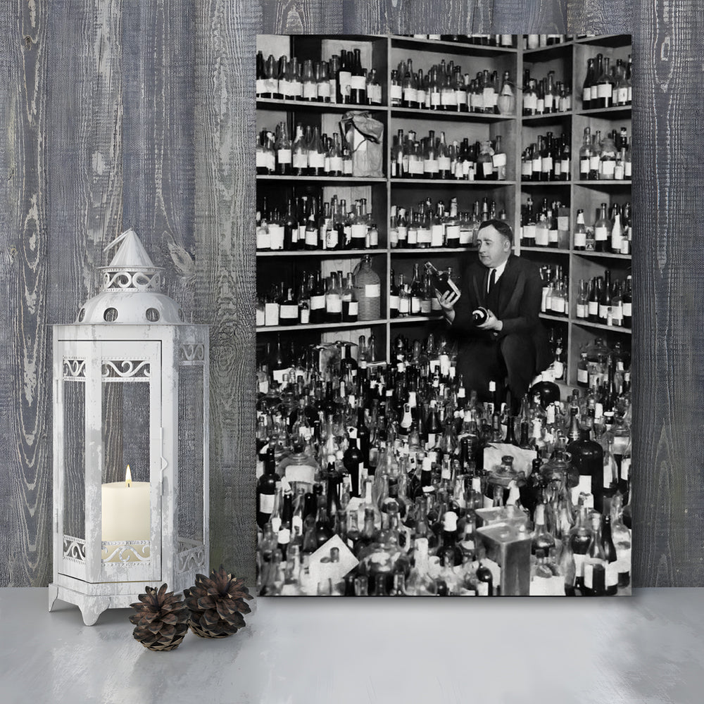 American Alcohol Prohibition Print,Black and White, Bar Print, Cocktail Wall Art, Canvas Print Wall Art