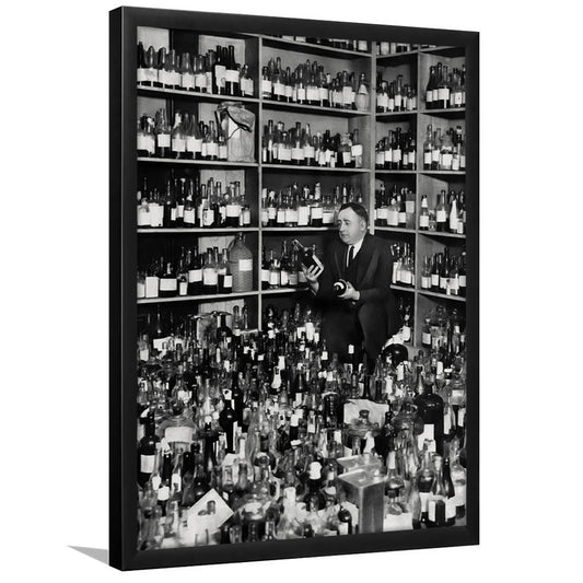 American Alcohol Prohibition Print, 1920s, Black and White, Bar Print, Cocktail Wall Art, Framed Art Print Wall Decor