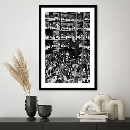 American Alcohol Prohibition Print, 1920s, Black and White, Cocktail Art, Framed Art Print White Border Wall Decor