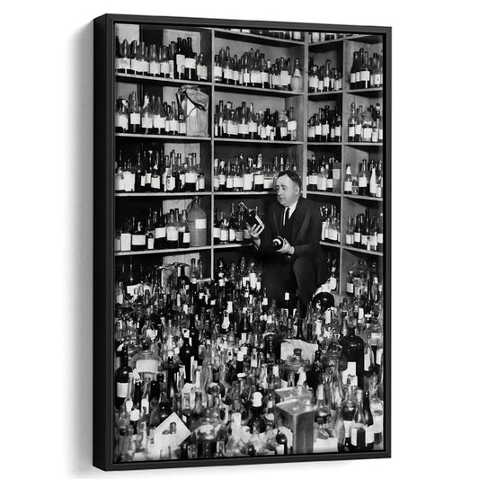 American Alcohol Prohibition Print, Black and White, Cocktail Wall Art, Floating Framed Canvas Print