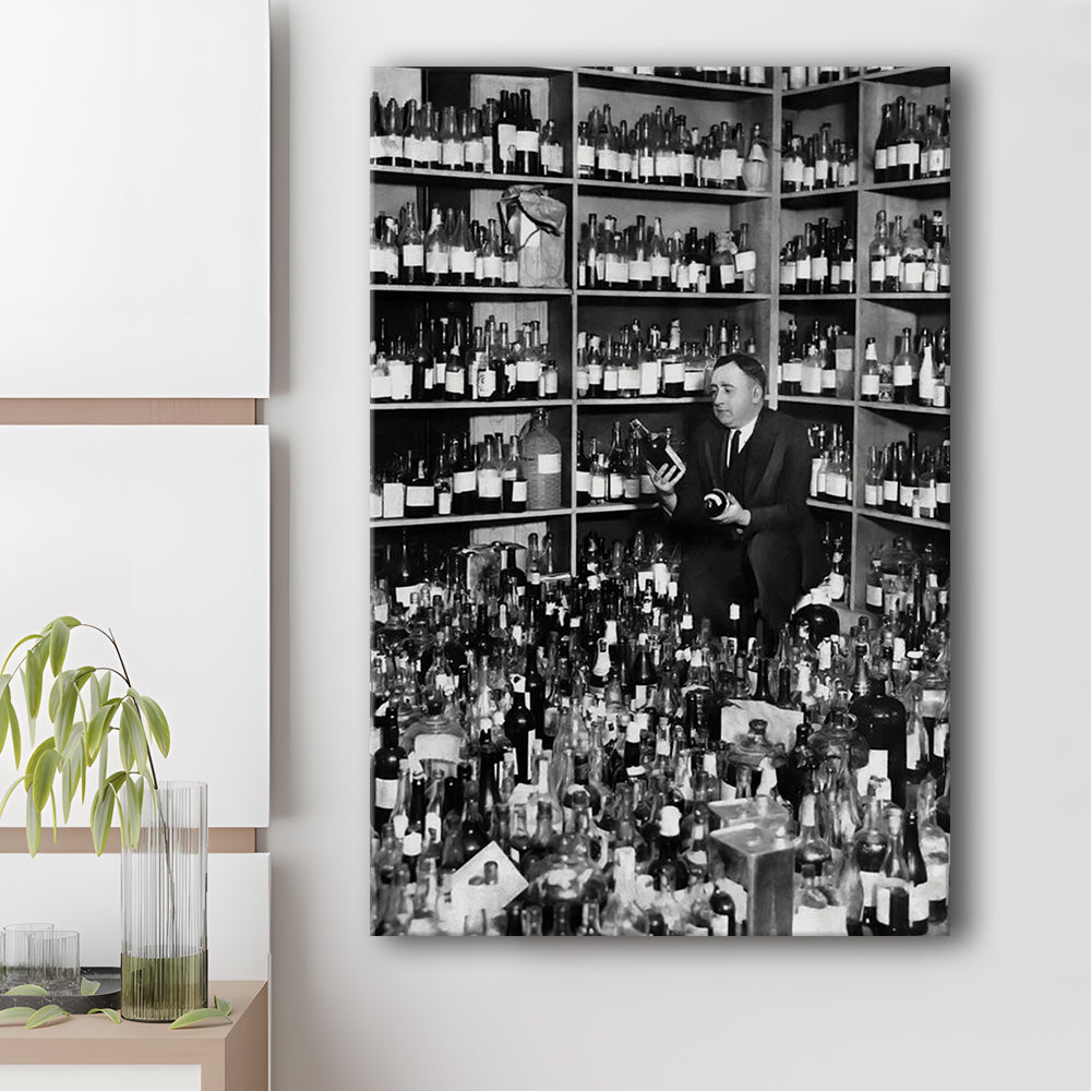 American Alcohol Prohibition Print,Black and White, Bar Print, Cocktail Wall Art, Canvas Print Wall Art