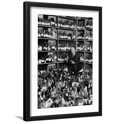 American Alcohol Prohibition Print, 1920s, Black and White, Cocktail Art, Framed Art Print White Border Wall Decor