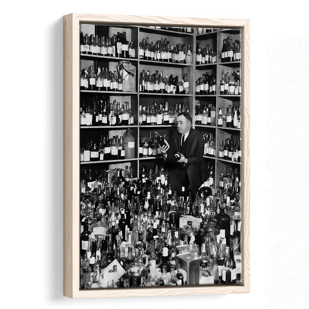 American Alcohol Prohibition Print, Black and White, Cocktail Wall Art, Floating Framed Canvas Print