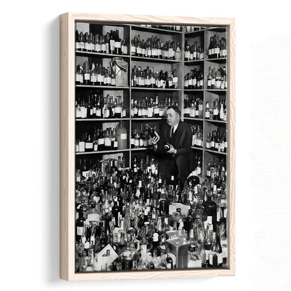 American Alcohol Prohibition Print, Black and White, Cocktail Wall Art, Floating Framed Canvas Print