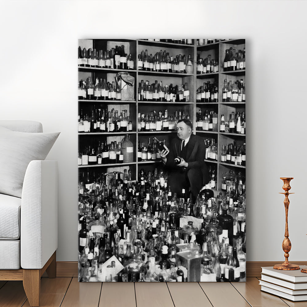 American Alcohol Prohibition Print,Black and White, Bar Print, Cocktail Wall Art, Canvas Print Wall Art