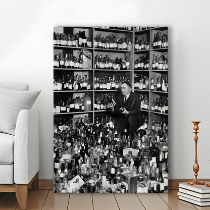 American Alcohol Prohibition Print,Black and White, Bar Print, Cocktail Wall Art, Canvas Print Wall Art
