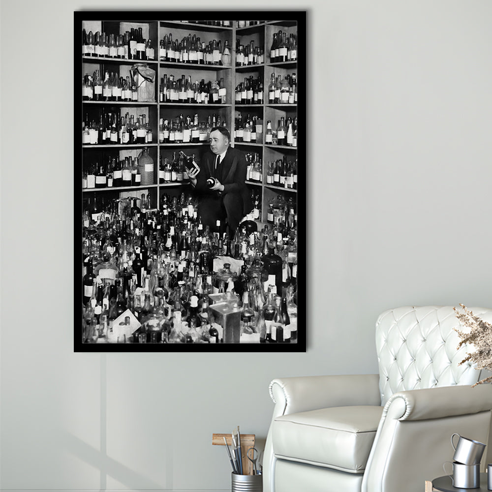 American Alcohol Prohibition Print, 1920s, Black and White, Bar Print, Cocktail Wall Art, Framed Art Print Wall Decor