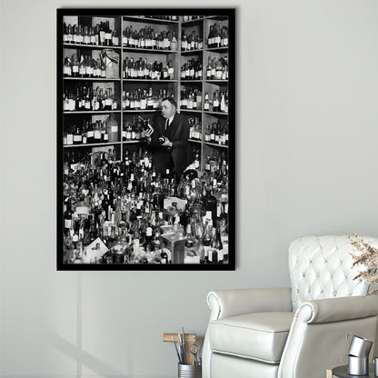 American Alcohol Prohibition Print, 1920s, Black and White, Bar Print, Cocktail Wall Art, Framed Art Print Wall Decor