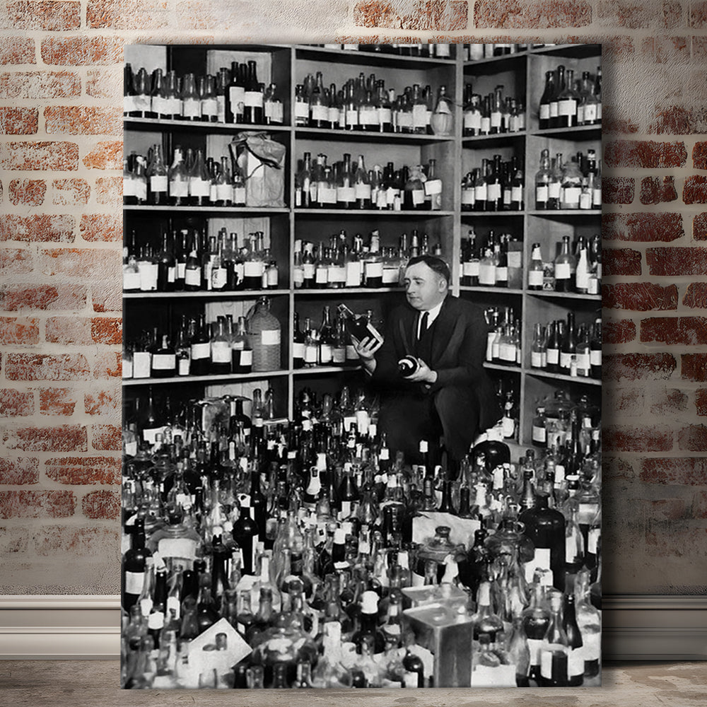 American Alcohol Prohibition Print,Black and White, Bar Print, Cocktail Wall Art, Canvas Print Wall Art