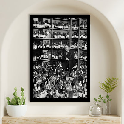 American Alcohol Prohibition Print, 1920s, Black and White, Bar Print, Cocktail Wall Art, Framed Art Print Wall Decor