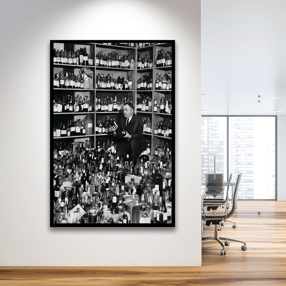 American Alcohol Prohibition Print, 1920s, Black and White, Bar Print, Cocktail Wall Art, Framed Art Print Wall Decor