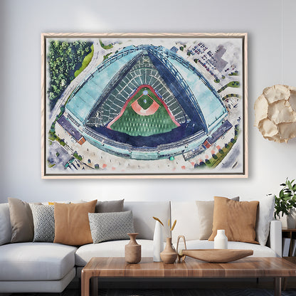 American Family Field WaterColor, Milwaukee, Wisconsin Baseball, Sport Gift Art, Framed Canvas Print Wall Art