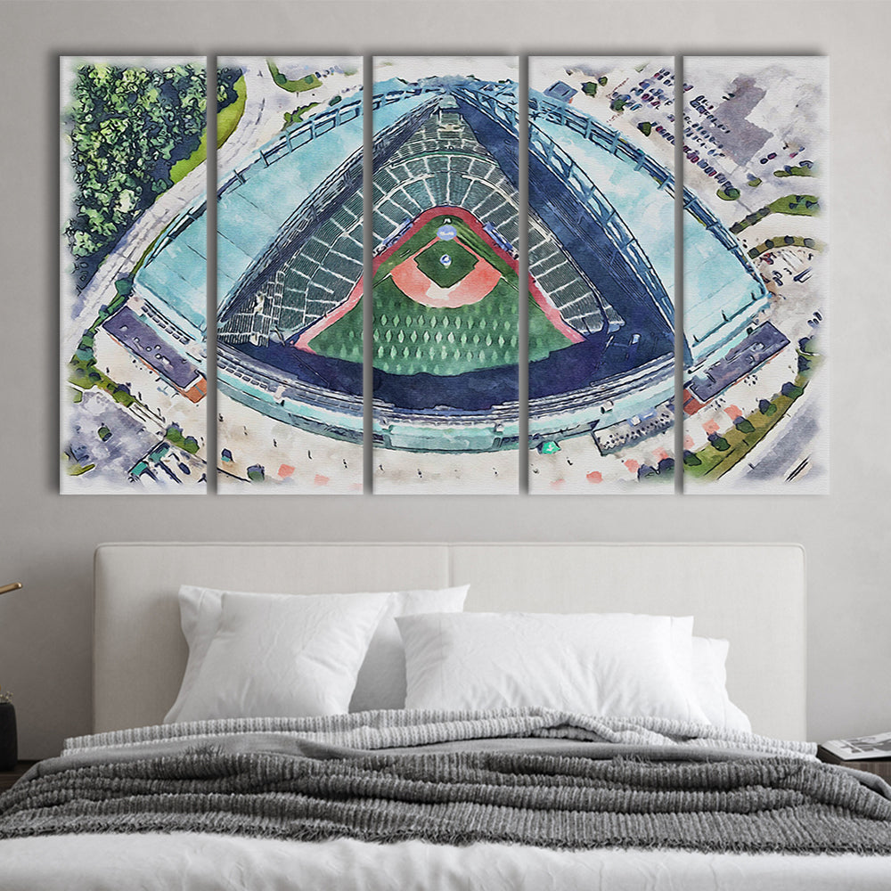 American Family Field WaterColor, Milwaukee, Wisconsin Baseball, Sport Art, Extra Large Canvas Print Wall Art