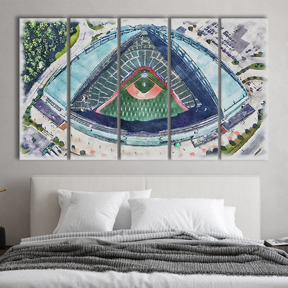 American Family Field WaterColor, Milwaukee, Wisconsin Baseball, Sport Art, Extra Large Canvas Print Wall Art