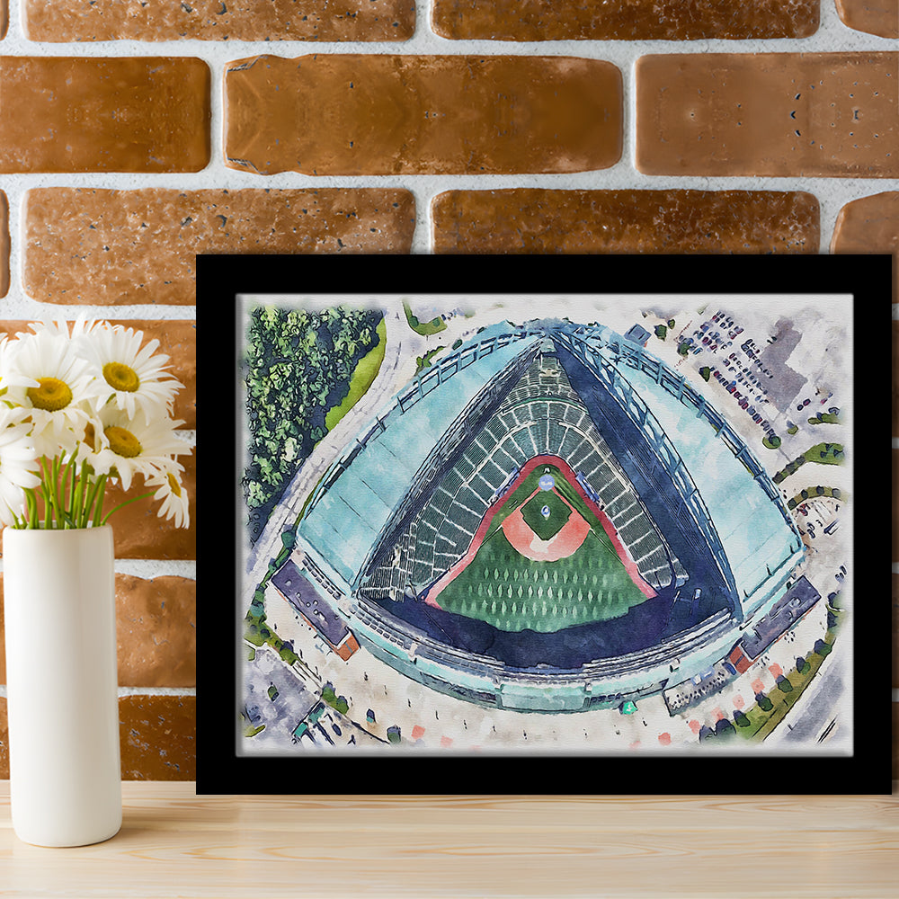 American Family Field WaterColor, Milwaukee, Wisconsin Baseball, Sport Gift Art, Framed Art Print Wall Decor