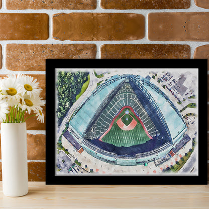 American Family Field WaterColor, Milwaukee, Wisconsin Baseball, Sport Gift Art, Framed Art Print Wall Decor