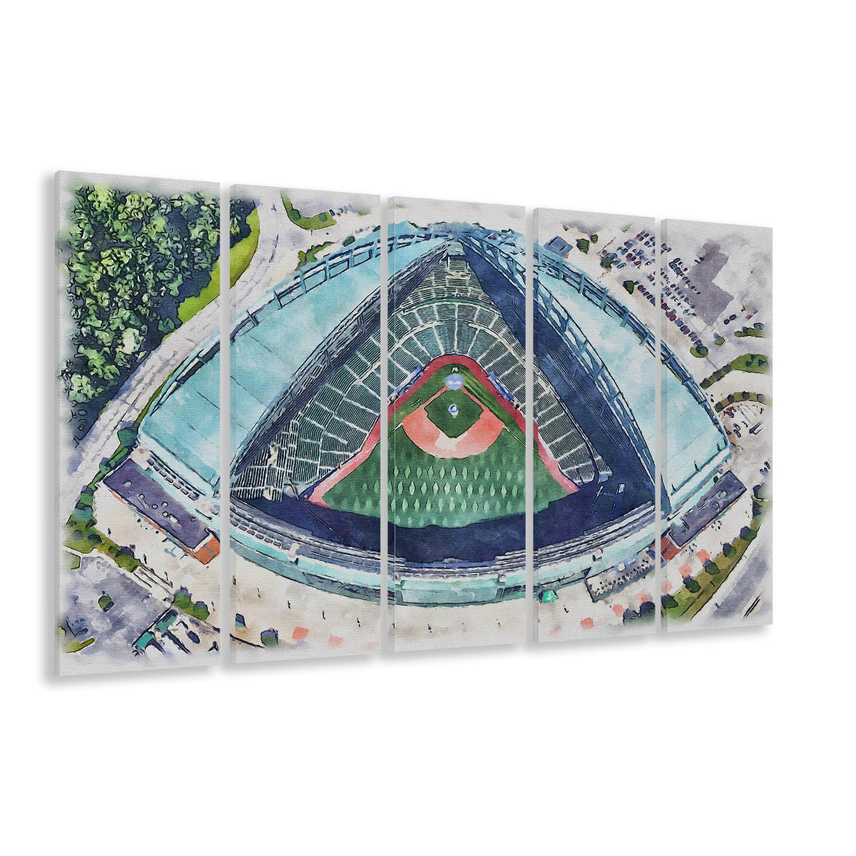 American Family Field WaterColor, Milwaukee, Wisconsin Baseball, Sport Art, Extra Large Canvas Print Wall Art