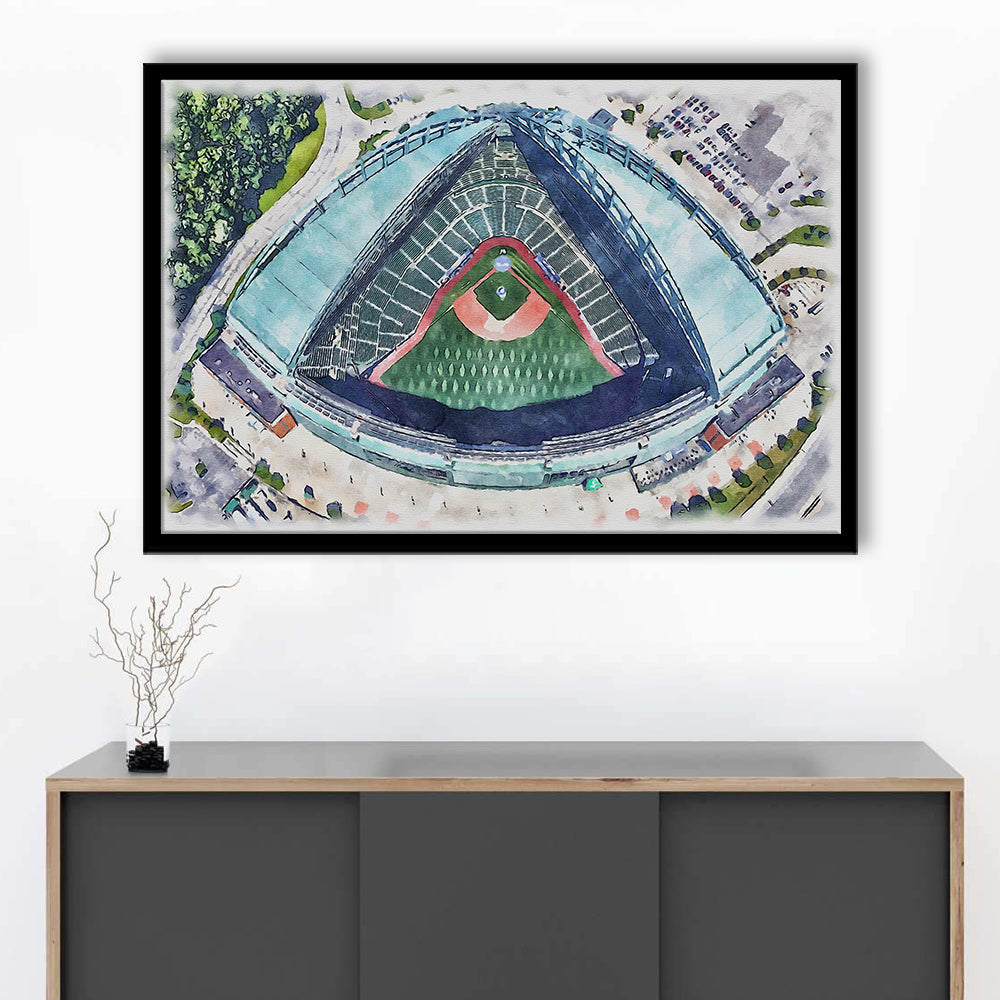 American Family Field WaterColor, Milwaukee, Wisconsin Baseball, Sport Gift Art, Framed Art Print Wall Decor