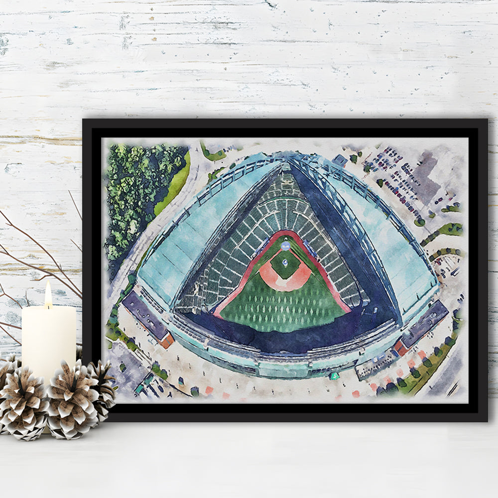 American Family Field WaterColor, Milwaukee, Wisconsin Baseball, Sport Gift Art, Framed Canvas Print Wall Art