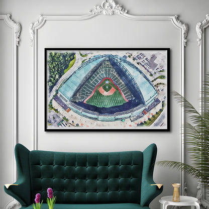 American Family Field WaterColor, Milwaukee, Wisconsin Baseball, Sport Gift Art, Framed Art Print Wall Decor