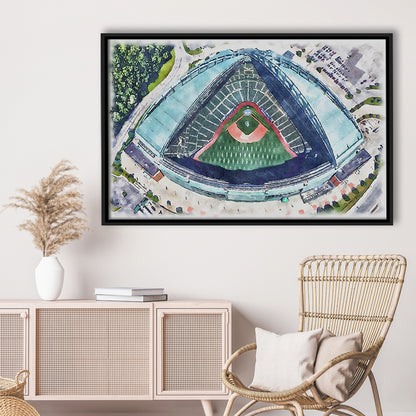 American Family Field WaterColor, Milwaukee, Wisconsin Baseball, Sport Gift Art, Framed Canvas Print Wall Art