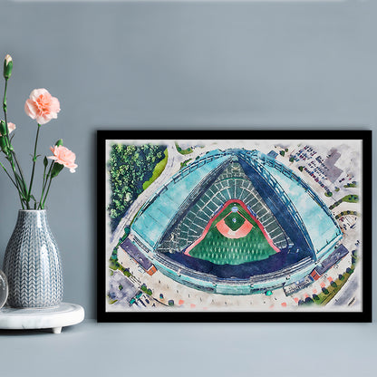 American Family Field WaterColor, Milwaukee, Wisconsin Baseball, Sport Gift Art, Framed Art Print Wall Decor