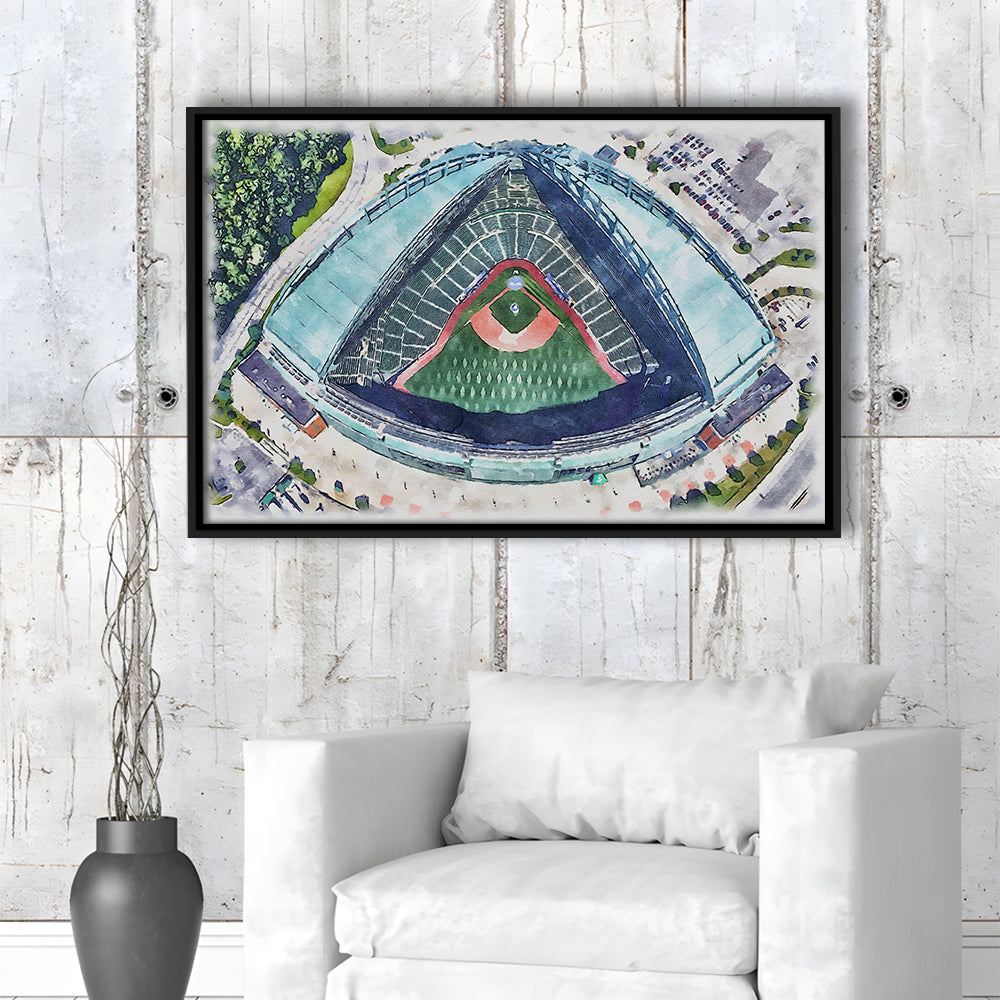 American Family Field WaterColor, Milwaukee, Wisconsin Baseball, Sport Gift Art, Framed Canvas Print Wall Art