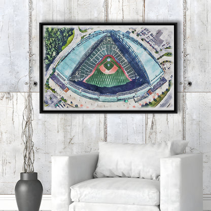 American Family Field WaterColor, Milwaukee, Wisconsin Baseball, Sport Gift Art, Framed Canvas Print Wall Art