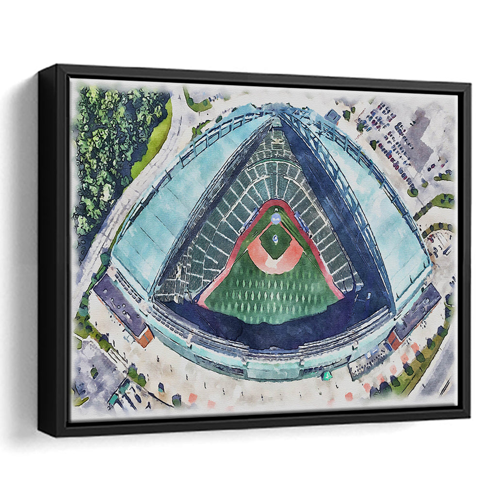 American Family Field WaterColor, Milwaukee, Wisconsin Baseball, Sport Gift Art, Framed Canvas Print Wall Art