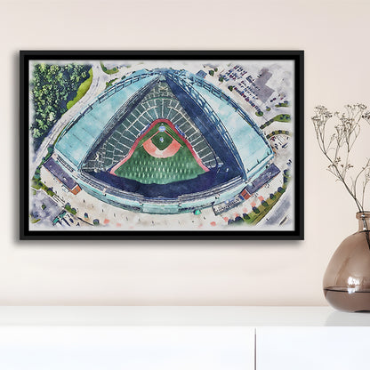 American Family Field WaterColor, Milwaukee, Wisconsin Baseball, Sport Gift Art, Framed Canvas Print Wall Art